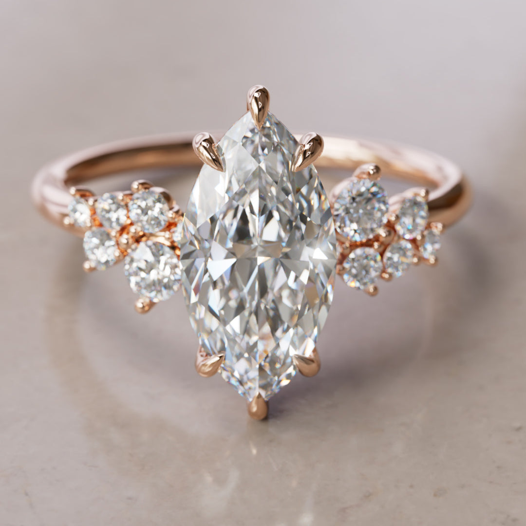 Cosmia Marquise Lab Diamond Unique Celestial Engagement Ring By Valley Rose