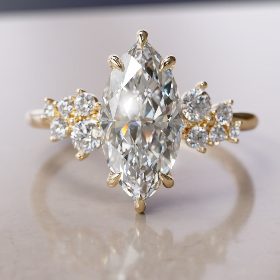 Cosmia Marquise Lab Diamond Unique Celestial Engagement Ring By Valley Rose