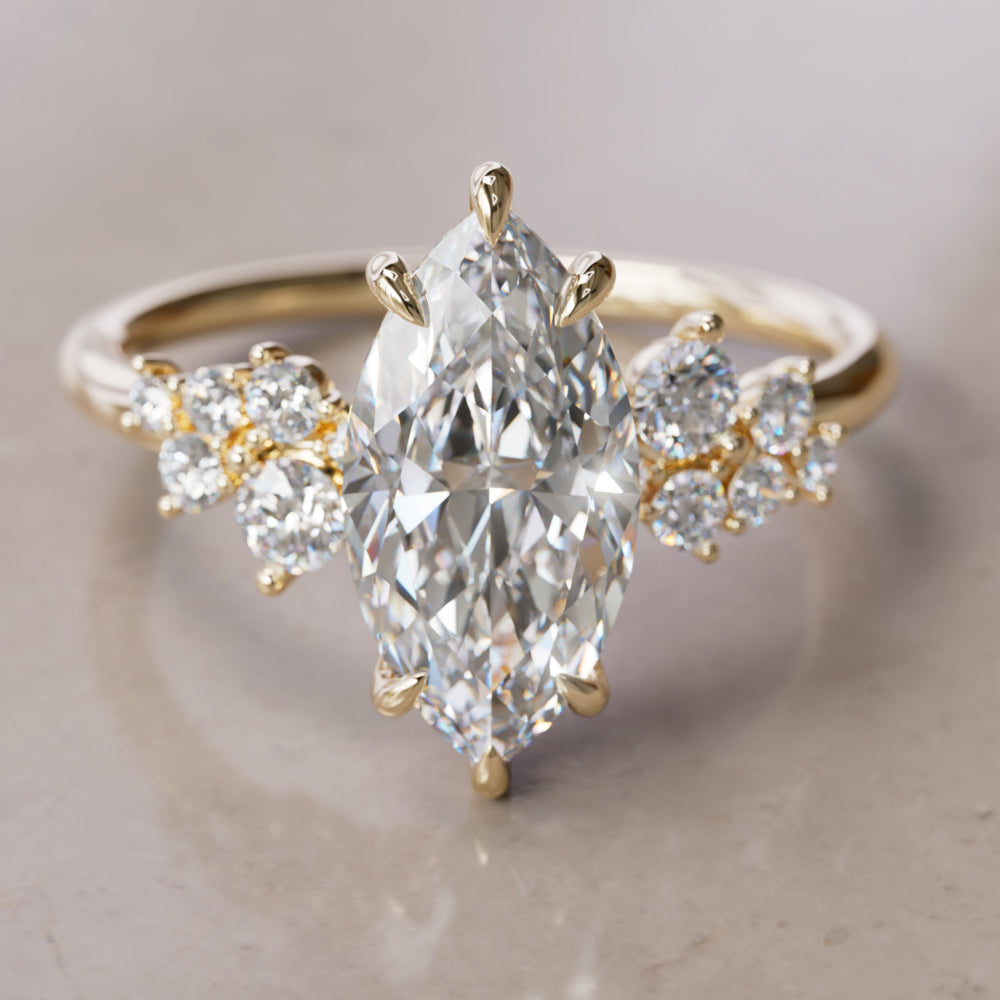 Cosmia Marquise Lab Diamond Unique Celestial Engagement Ring By Valley Rose