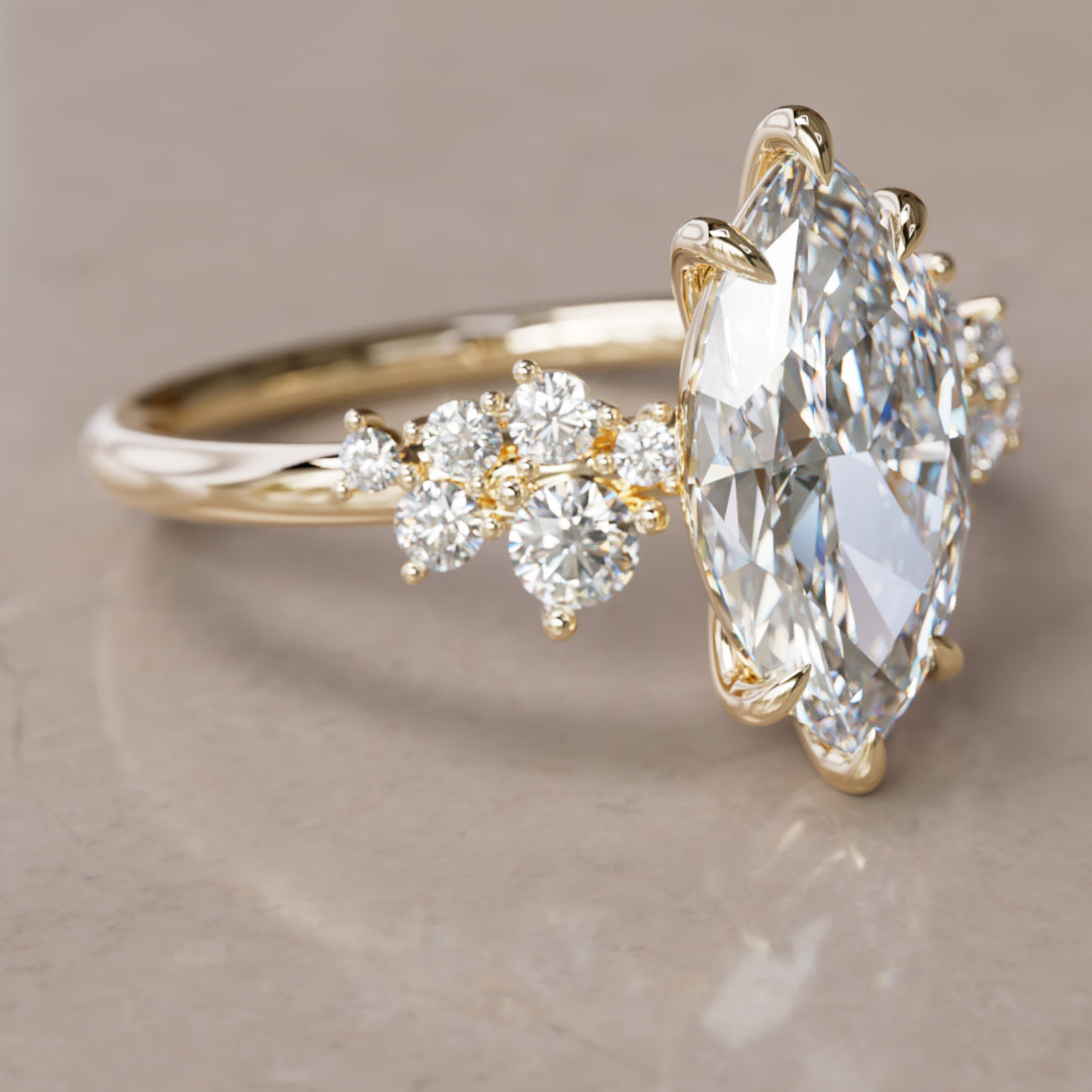 Cosmia Marquise Lab Diamond Unique Celestial Engagement Ring By Valley Rose