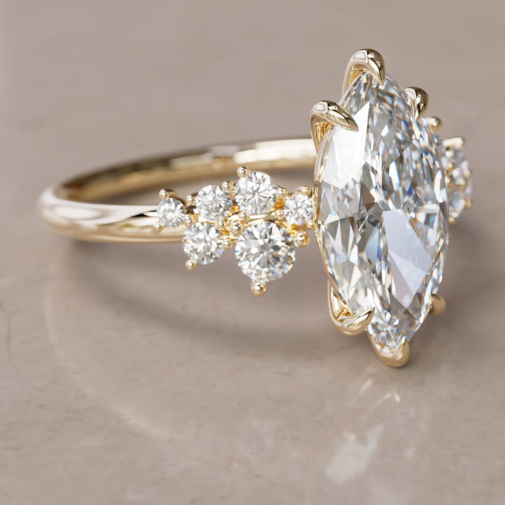 Cosmia Marquise Lab Diamond Unique Celestial Engagement Ring By Valley Rose