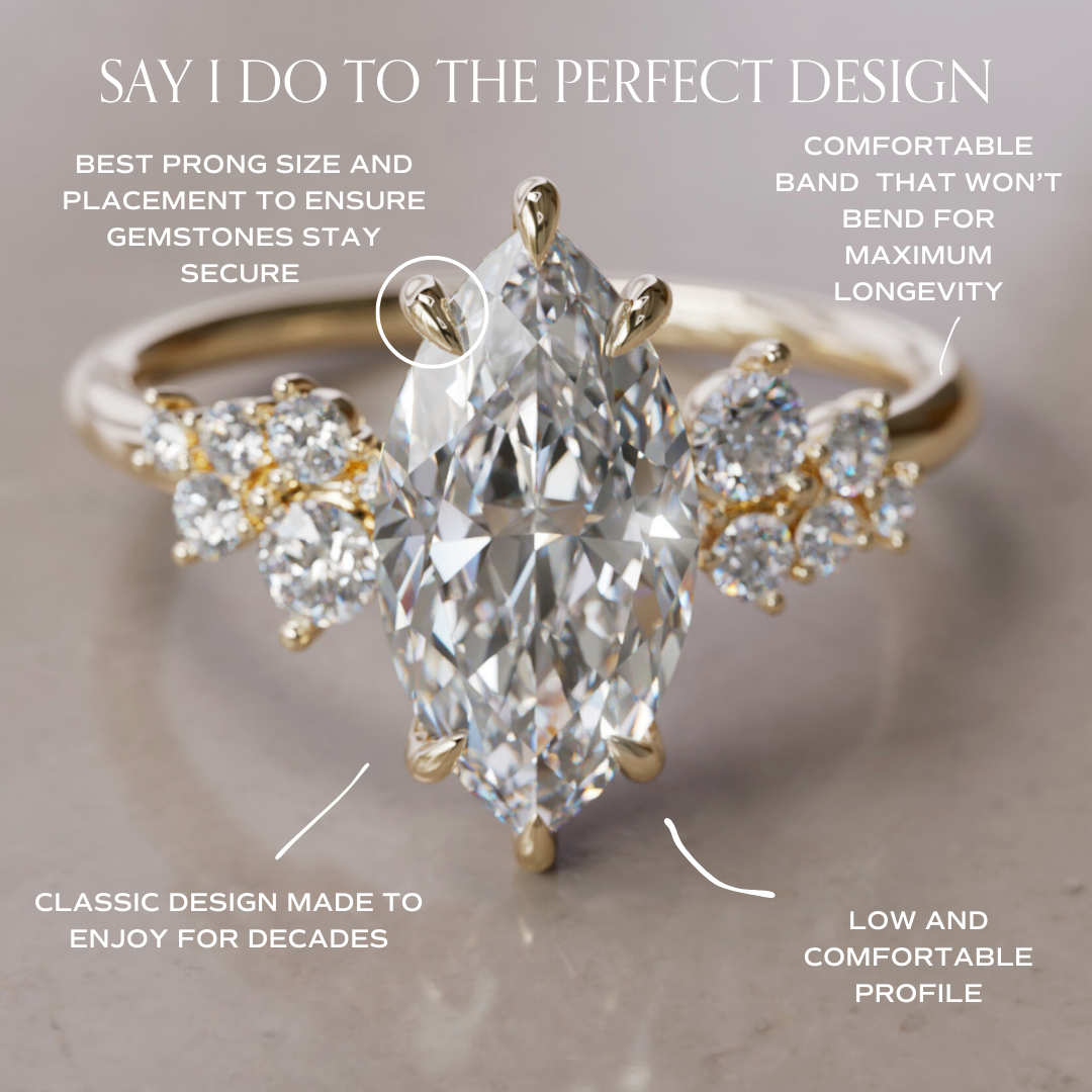 Cosmia Marquise Lab Diamond Unique Celestial Engagement Ring By Valley Rose