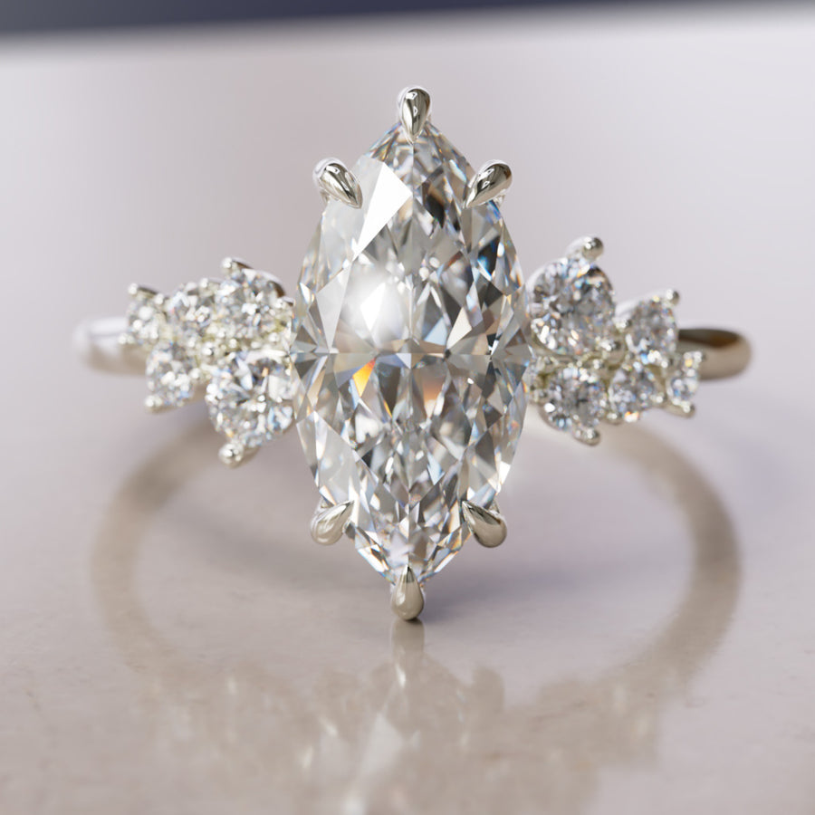 Cosmia Marquise Lab Diamond Unique Celestial Engagement Ring By Valley Rose