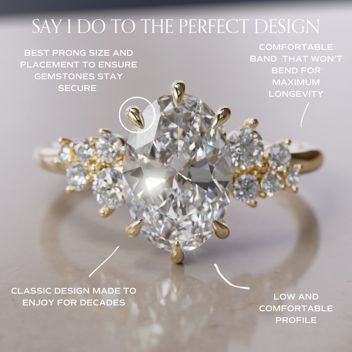 Cosmia Oval Lab Diamond Unique Celestial Engagement Ring By Valley Rose