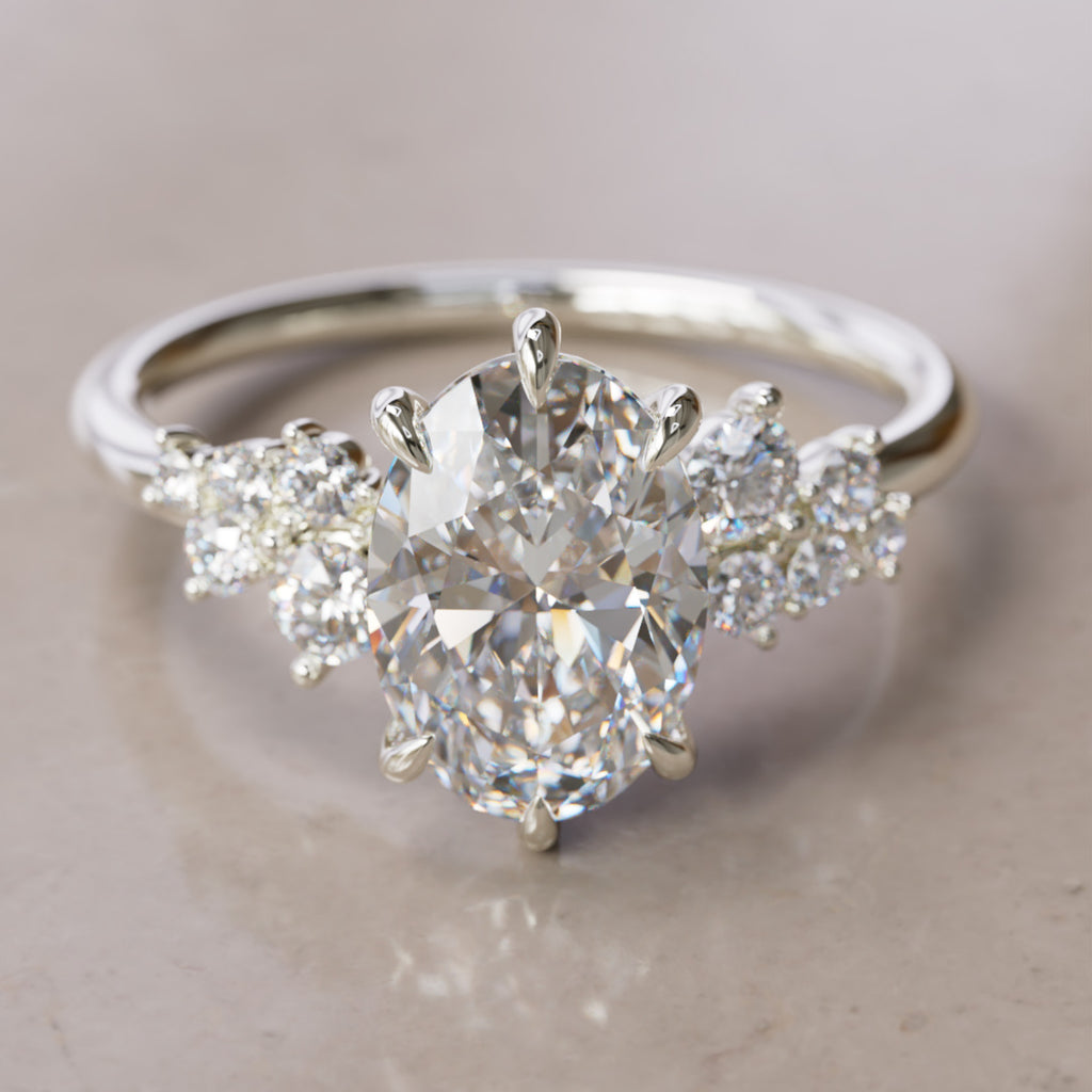 Cosmia Oval Lab Diamond Unique Celestial Engagement Ring By Valley Rose