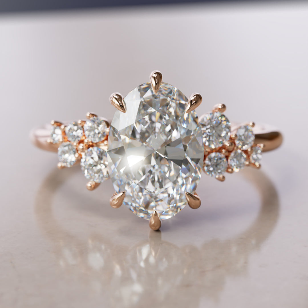 Cosmia Oval Lab Diamond Unique Celestial Engagement Ring By Valley Rose