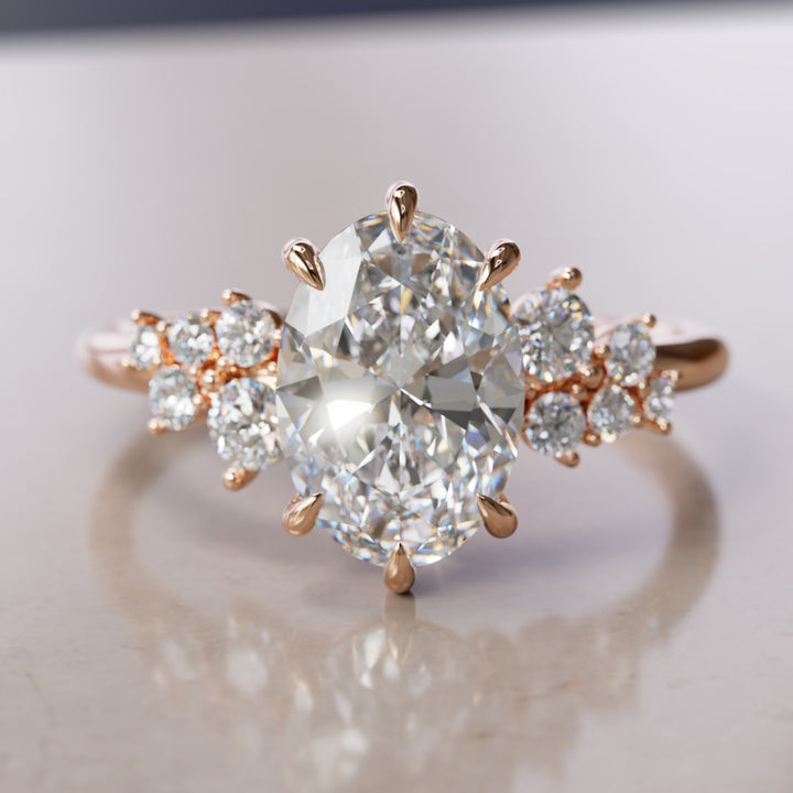 Cosmia Oval Lab Diamond Unique Celestial Engagement Ring By Valley Rose