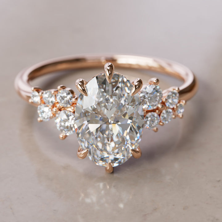 Cosmia Oval Lab Diamond Unique Celestial Engagement Ring By Valley Rose