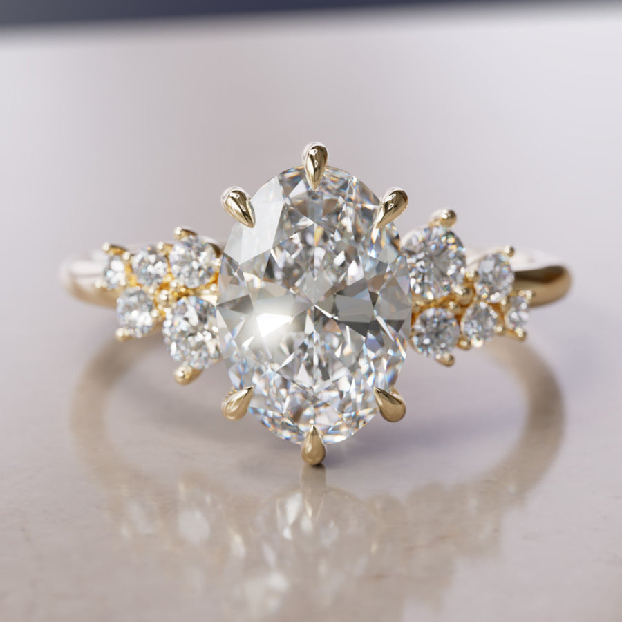 Cosmia Oval Lab Diamond Unique Celestial Engagement Ring By Valley Rose