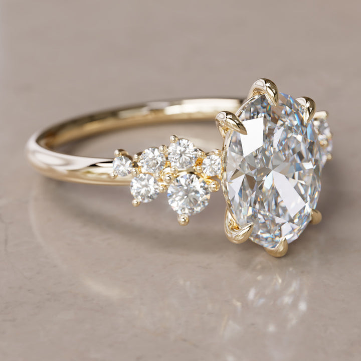 Cosmia Oval Lab Diamond Unique Celestial Engagement Ring By Valley Rose