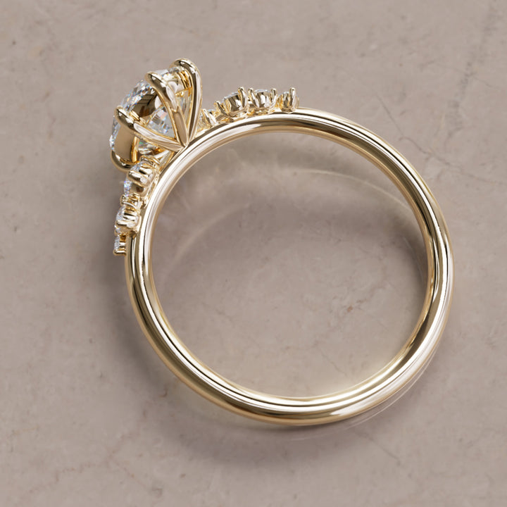 Cosmia Oval Lab Diamond Unique Celestial Engagement Ring By Valley Rose