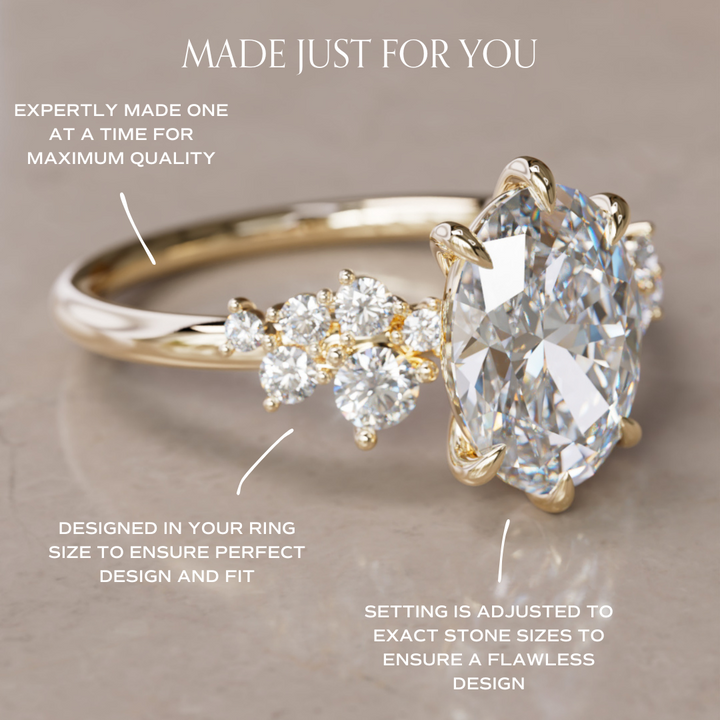Cosmia Oval Lab Diamond Unique Celestial Engagement Ring By Valley Rose
