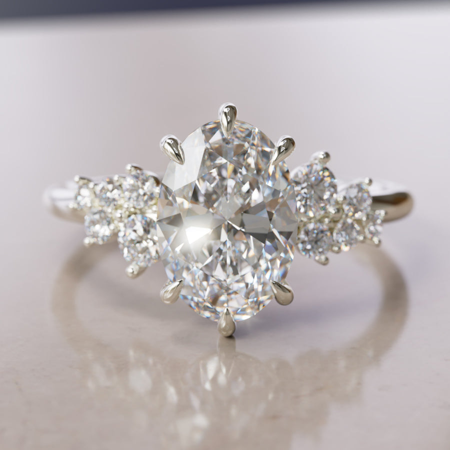Cosmia Oval Lab Diamond Unique Celestial Engagement Ring By Valley Rose
