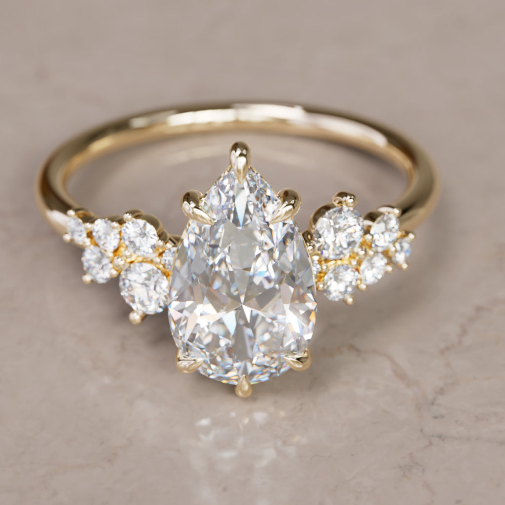 Cosmia Pear Lab Diamond Unique Celestial Engagement Ring By Valley Rose