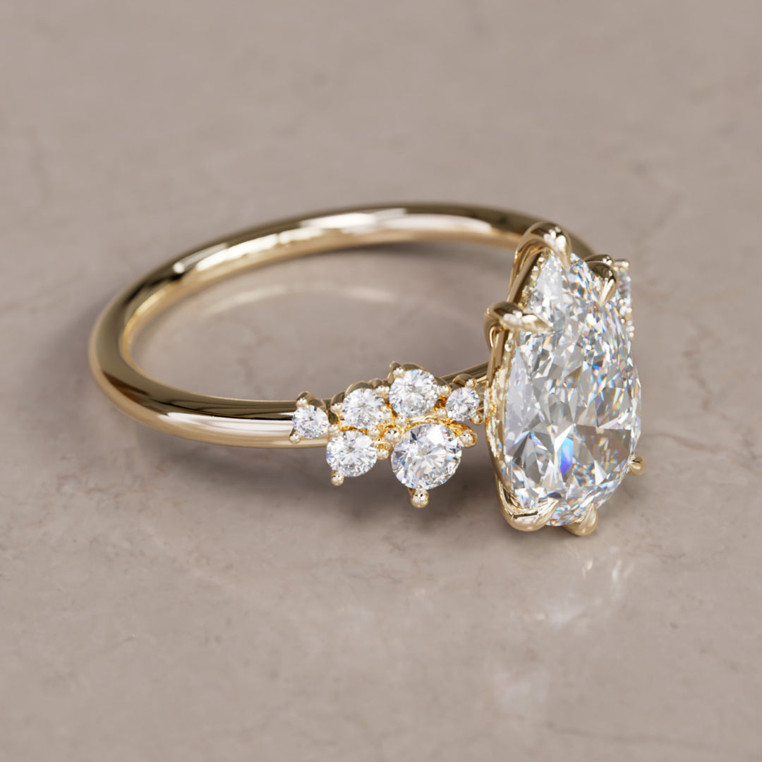 Cosmia Pear Lab Diamond Unique Celestial Engagement Ring By Valley Rose