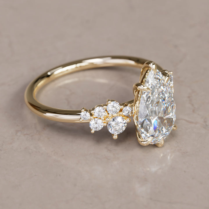 Cosmia Pear Lab Diamond Unique Celestial Engagement Ring By Valley Rose