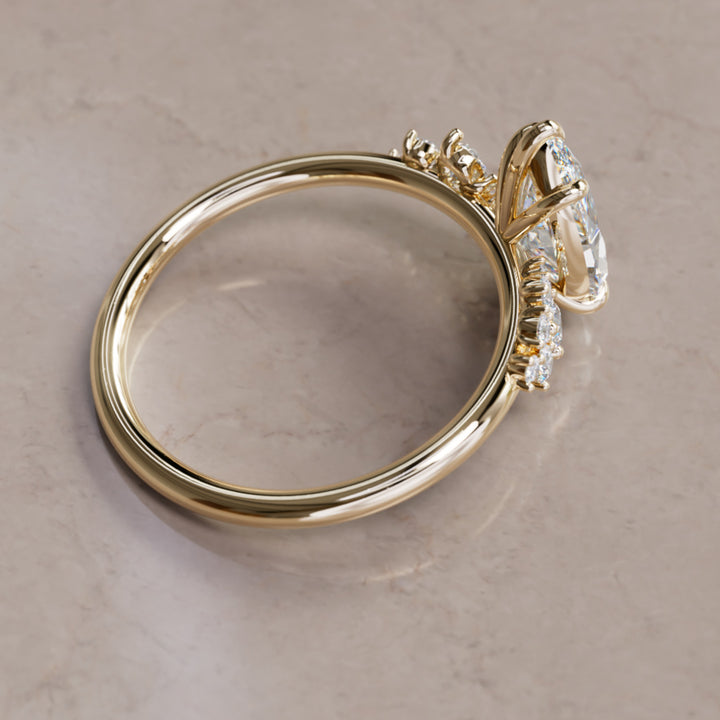 Cosmia Pear Lab Diamond Unique Celestial Engagement Ring By Valley Rose