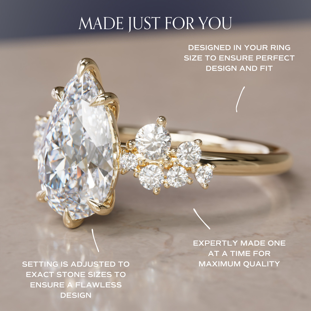 Cosmia Pear Lab Diamond Unique Celestial Engagement Ring By Valley Rose
