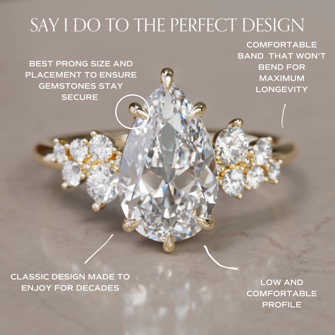 Cosmia Pear Lab Diamond Unique Celestial Engagement Ring By Valley Rose