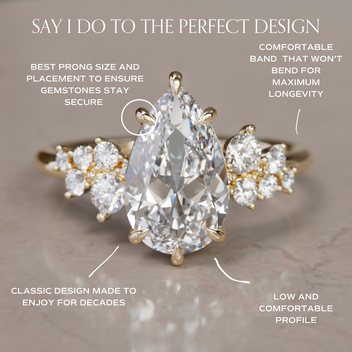 Cosmia Pear Lab Diamond Unique Celestial Engagement Ring By Valley Rose