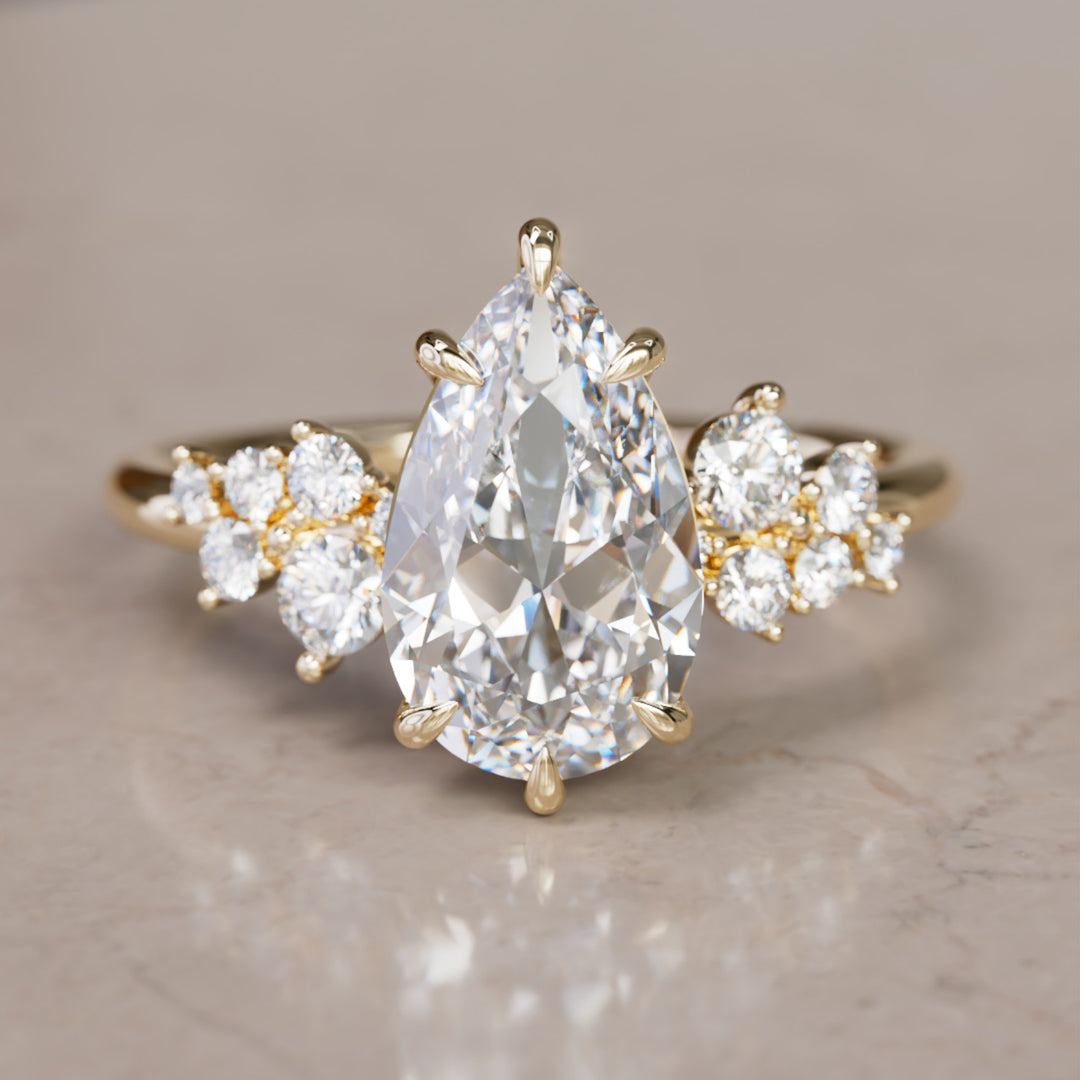 Cosmia Pear Lab Diamond Unique Celestial Engagement Ring By Valley Rose