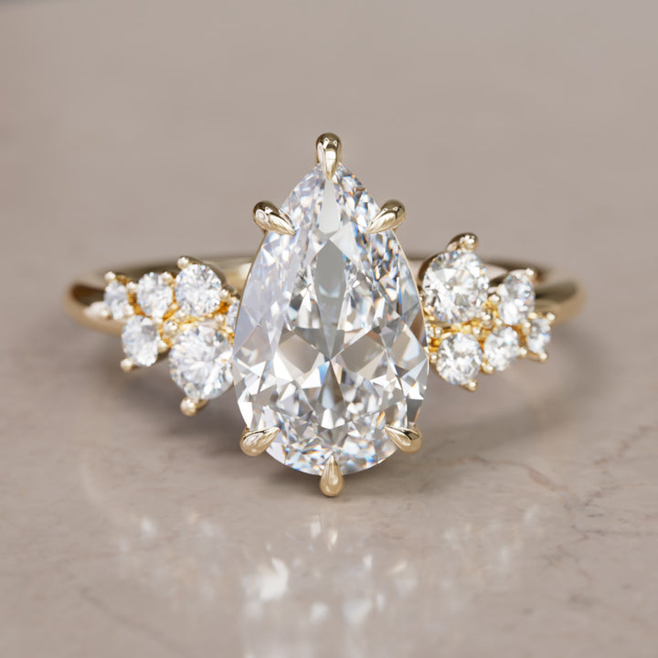 Cosmia Pear Lab Diamond Unique Celestial Engagement Ring By Valley Rose
