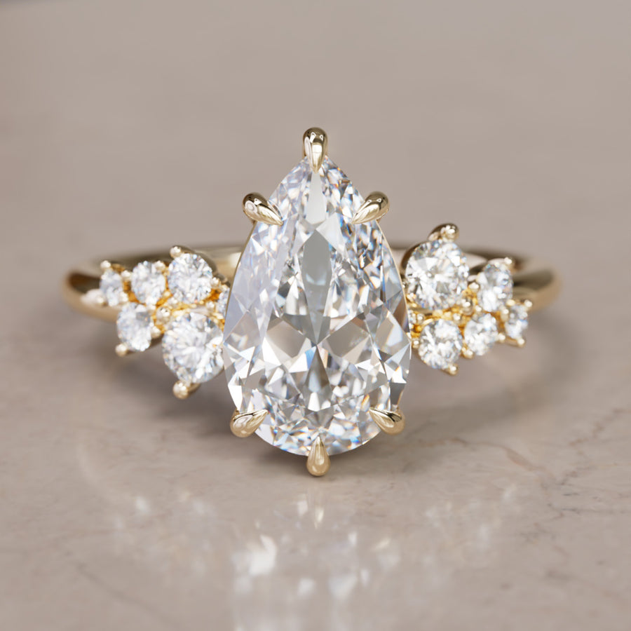 Cosmia Pear Lab Diamond Unique Celestial Engagement Ring By Valley Rose