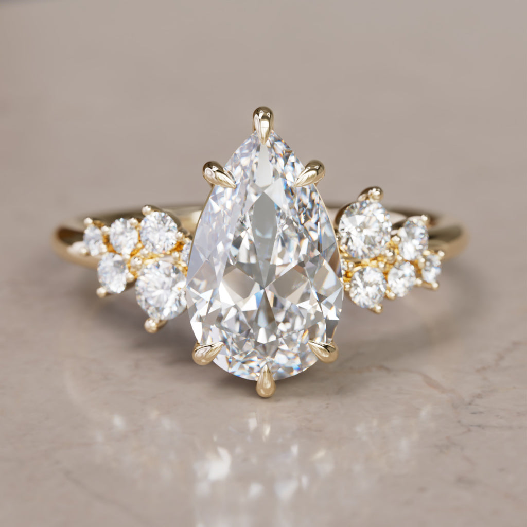 Cosmia Pear Lab Diamond Unique Celestial Engagement Ring By Valley Rose