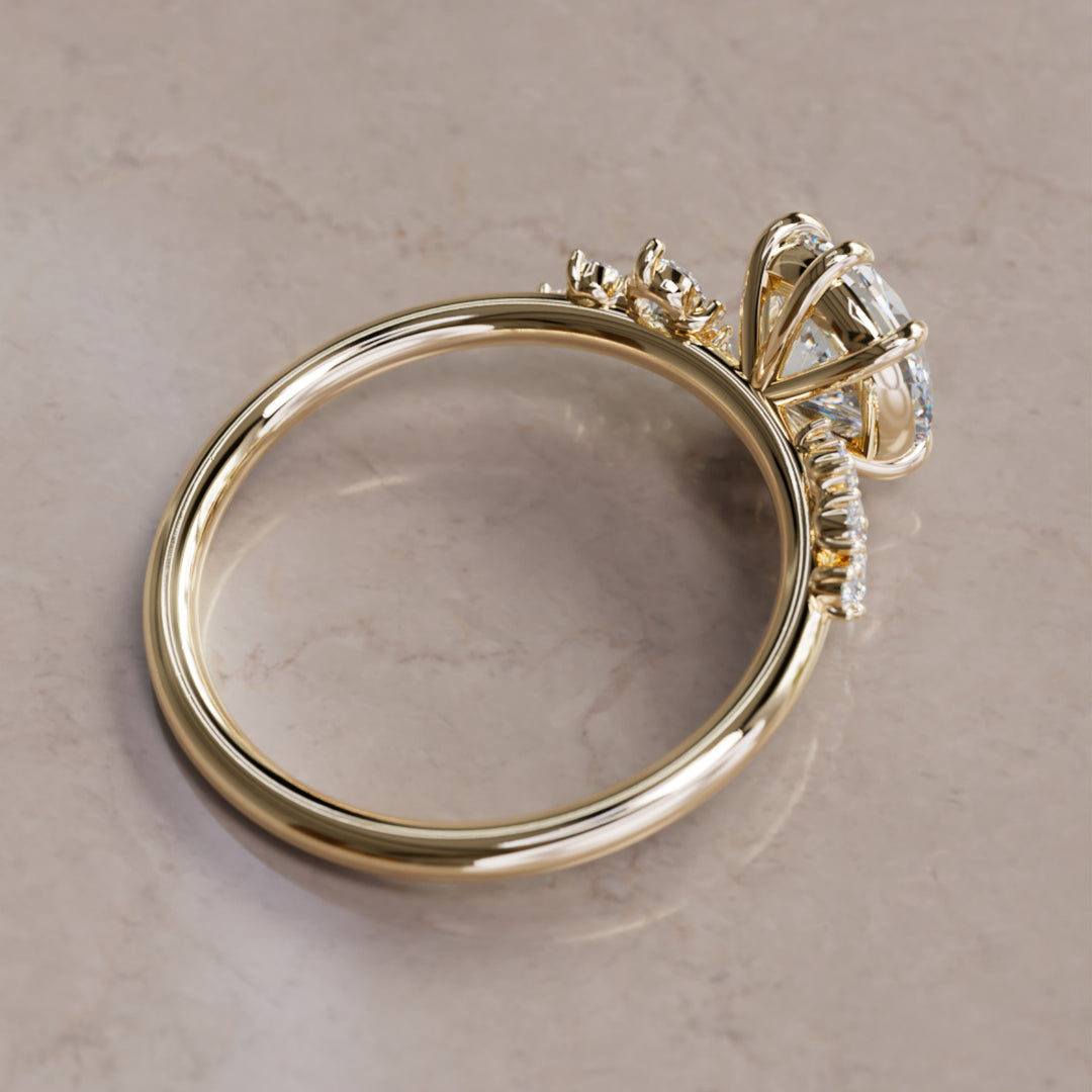 Cosmia Round Lab Diamond Unique Celestial Engagement Ring By Valley Rose