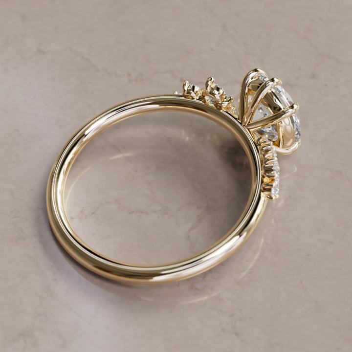 Cosmia Round Lab Diamond Unique Celestial Engagement Ring By Valley Rose