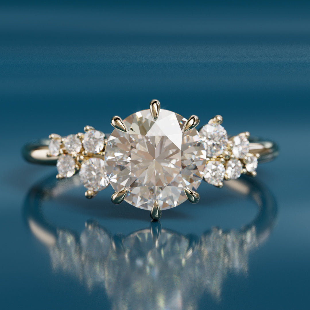 Cosmia Round Lab Diamond Unique Celestial Engagement Ring By Valley Rose