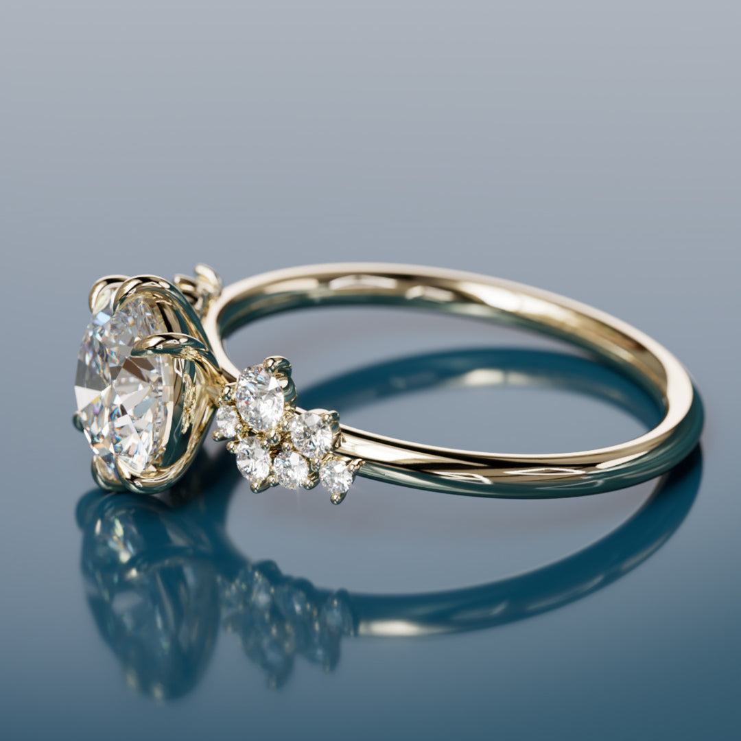 Cosmia Round Lab Diamond Unique Celestial Engagement Ring By Valley Rose