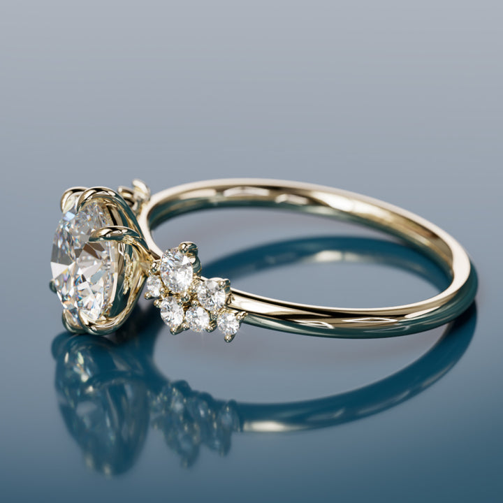 Cosmia Round Lab Diamond Unique Celestial Engagement Ring By Valley Rose
