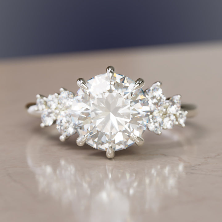 Cosmia Round Lab Diamond Unique Celestial Engagement Ring By Valley Rose