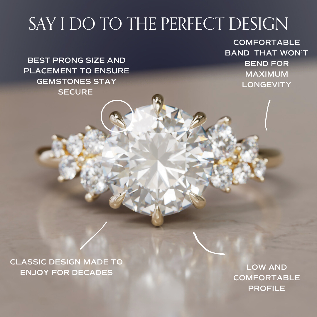 Cosmia Round Lab Diamond Unique Celestial Engagement Ring By Valley Rose