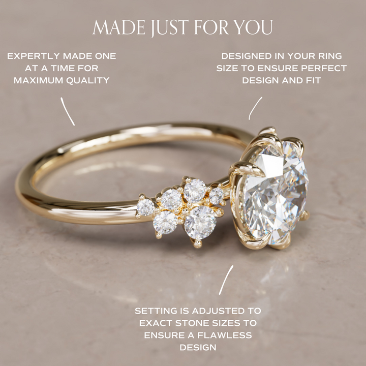 Cosmia Round Lab Diamond Unique Celestial Engagement Ring By Valley Rose