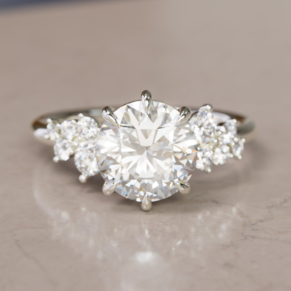 Cosmia Round Lab Diamond Unique Celestial Engagement Ring By Valley Rose