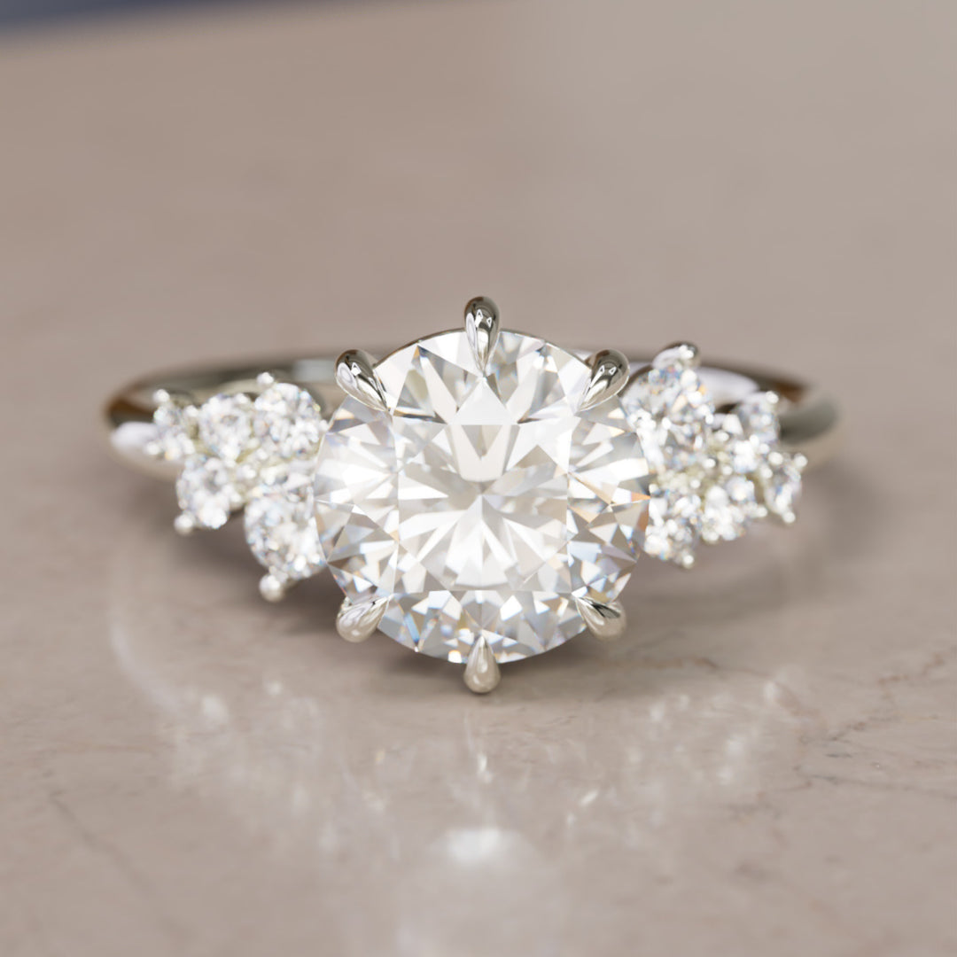 Cosmia Round Lab Diamond Unique Celestial Engagement Ring By Valley Rose