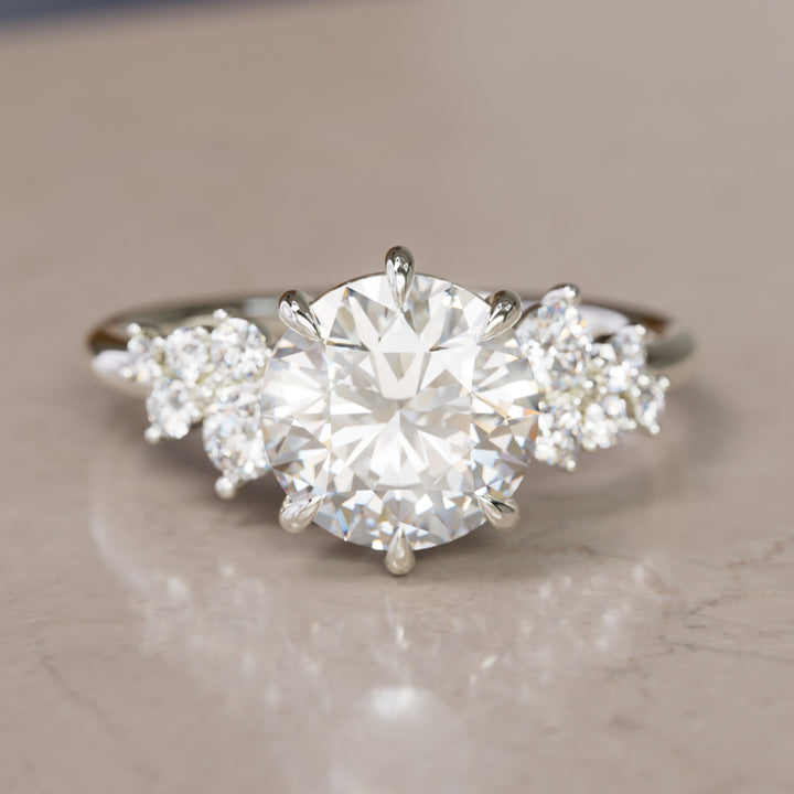 Cosmia Round Lab Diamond Unique Celestial Engagement Ring By Valley Rose