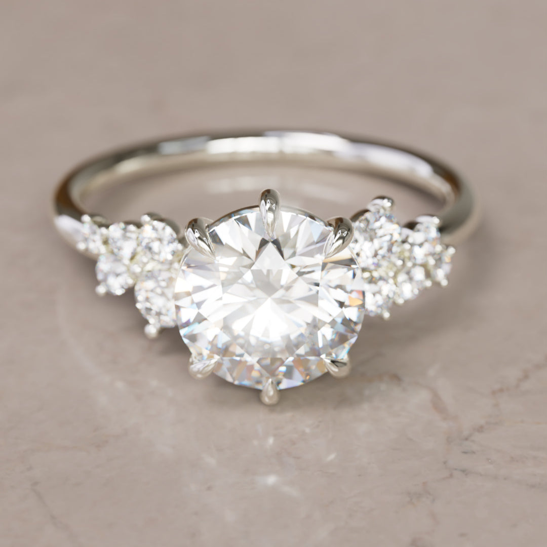 Cosmia Round Lab Diamond Unique Celestial Engagement Ring By Valley Rose