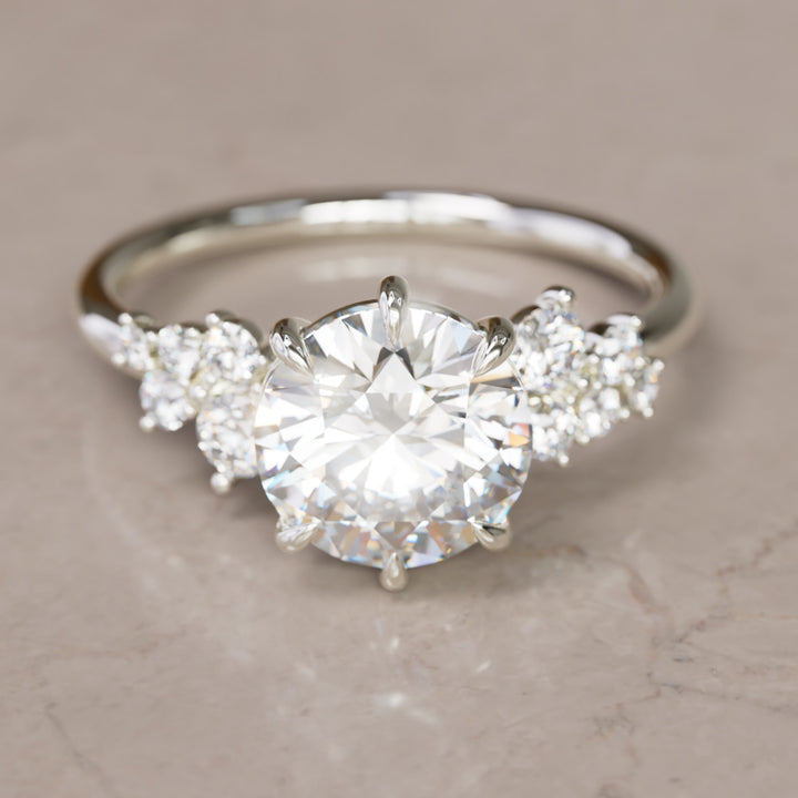 Cosmia Round Lab Diamond Unique Celestial Engagement Ring By Valley Rose