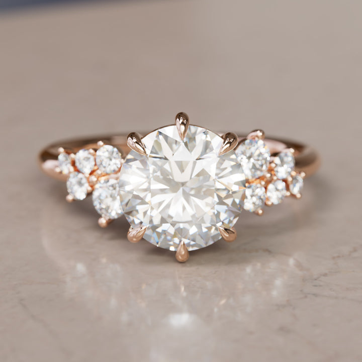 Cosmia Round Lab Diamond Unique Celestial Engagement Ring By Valley Rose
