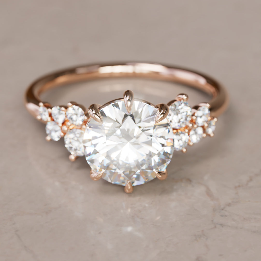 Cosmia Round Lab Diamond Unique Celestial Engagement Ring By Valley Rose