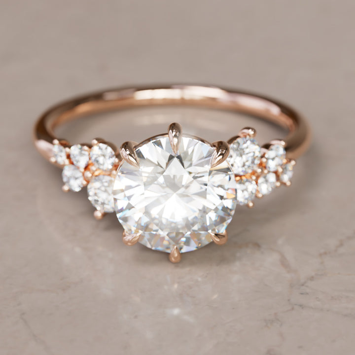 Cosmia Round Lab Diamond Unique Celestial Engagement Ring By Valley Rose