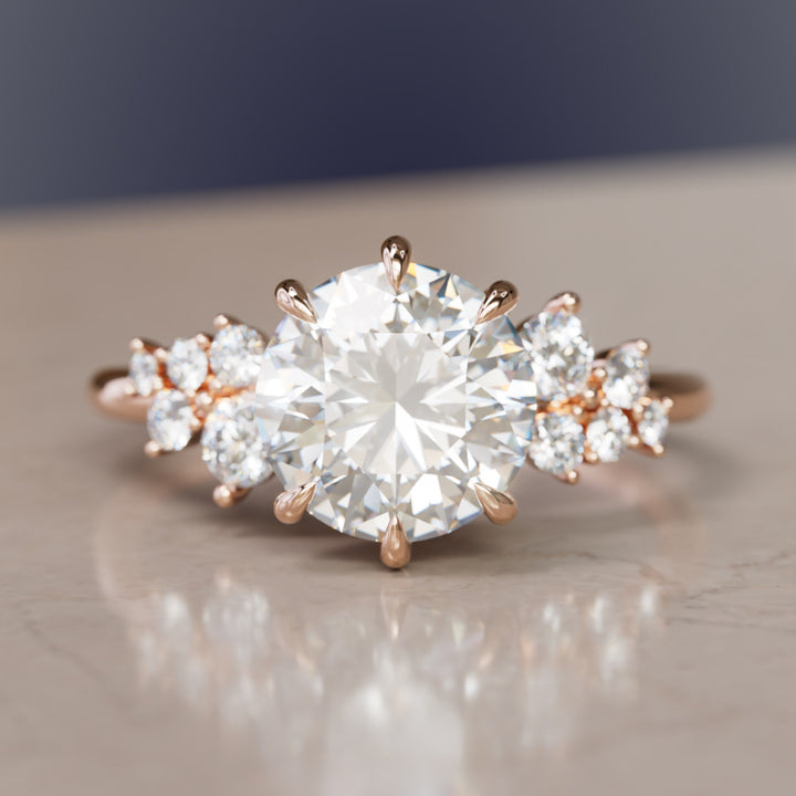 Cosmia Round Lab Diamond Unique Celestial Engagement Ring By Valley Rose