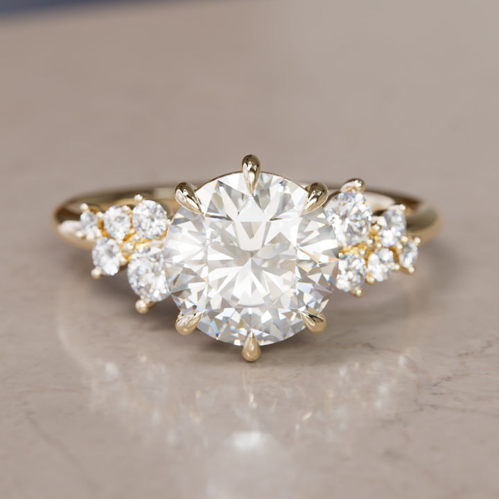 Cosmia Round Lab Diamond Unique Celestial Engagement Ring By Valley Rose
