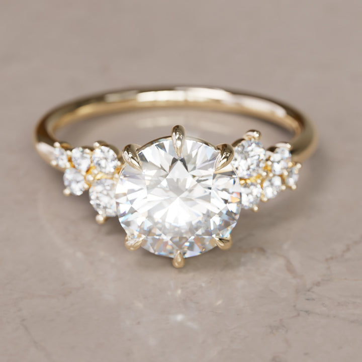 Cosmia Round Lab Diamond Unique Celestial Engagement Ring By Valley Rose