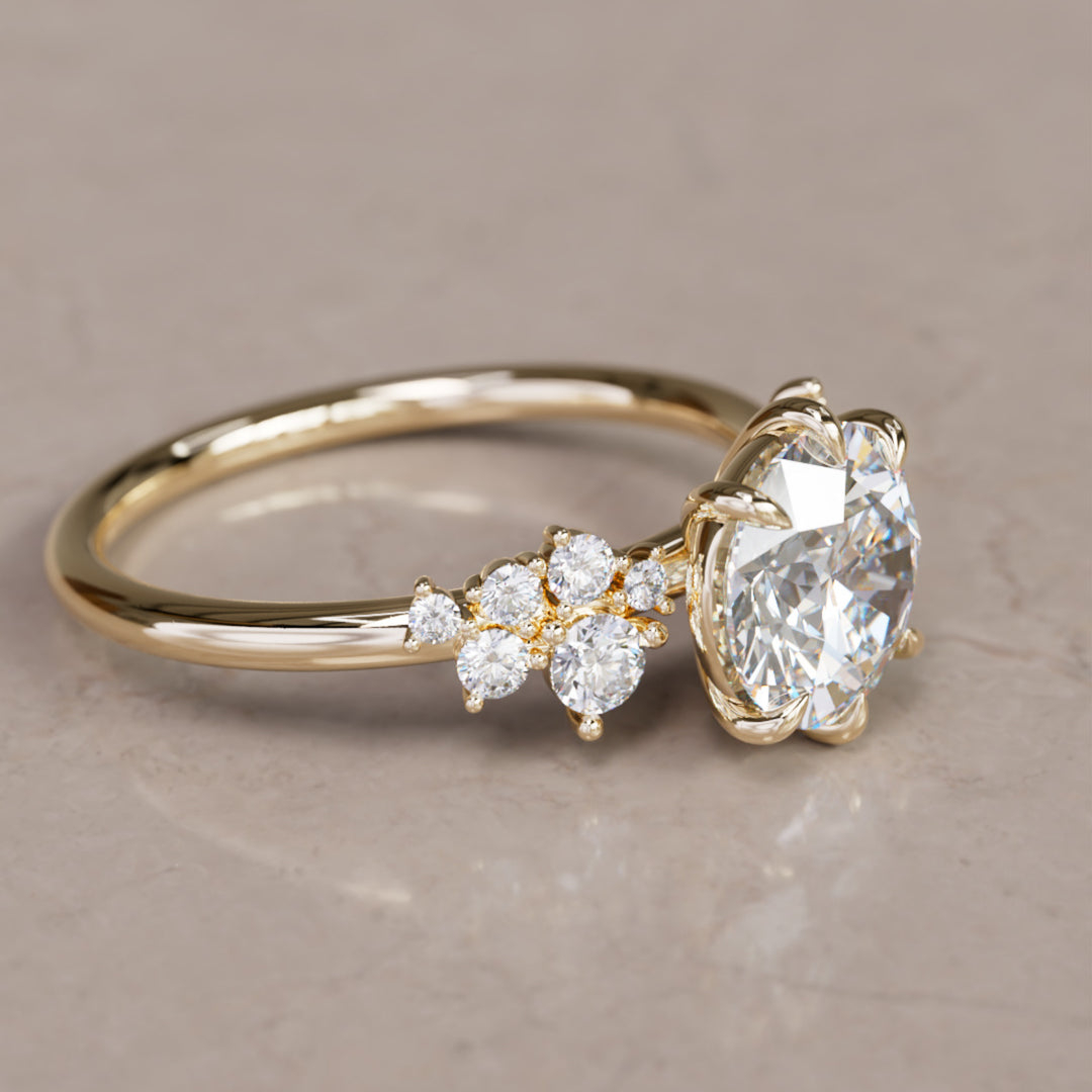 Cosmia Round Lab Diamond Unique Celestial Engagement Ring By Valley Rose