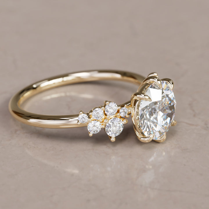 Cosmia Round Lab Diamond Unique Celestial Engagement Ring By Valley Rose