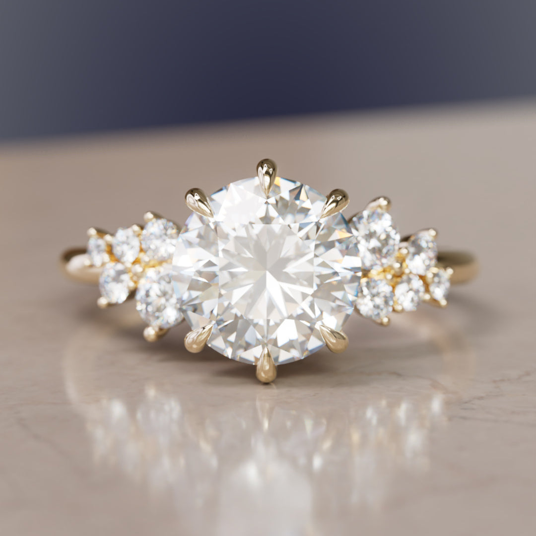 Cosmia Round Lab Diamond Unique Celestial Engagement Ring By Valley Rose